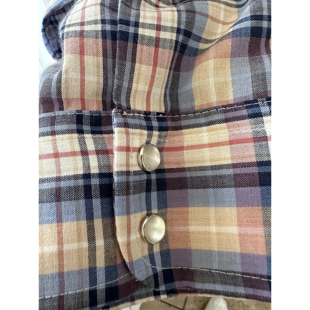 Levis Mens Pearl Snap Western Shirt Size M Plaid Long Sleeve - Picture 5 of 7